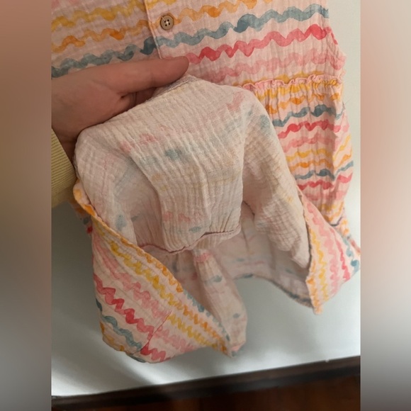 Mud Pie 5T girls rainbow zig zag dress tiered empire waist sleeveless buttonback - Picture 5 of 7